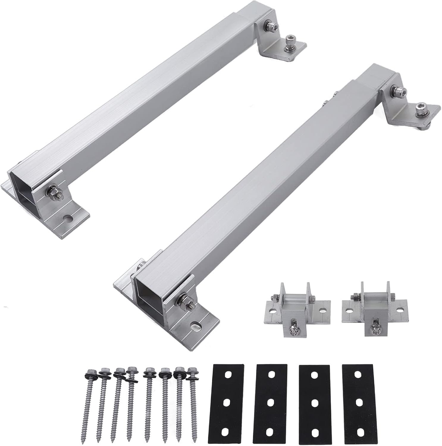 Solar Panel Mounting Bracket Solar Panel Mounting Stand Rack with 15° to 30° Adjustable Angle for Roof Balcony Ground Communication Base Station