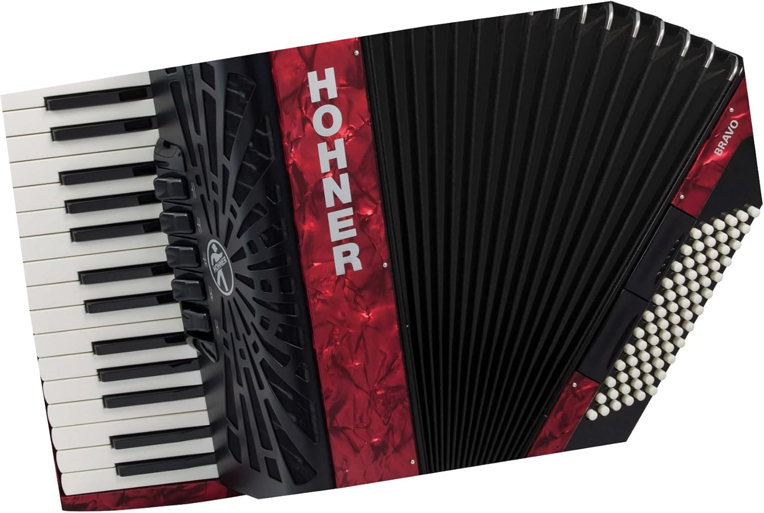Hohner Bravo III 72 Chromatic Piano Key Accordion (Pearl Red)
