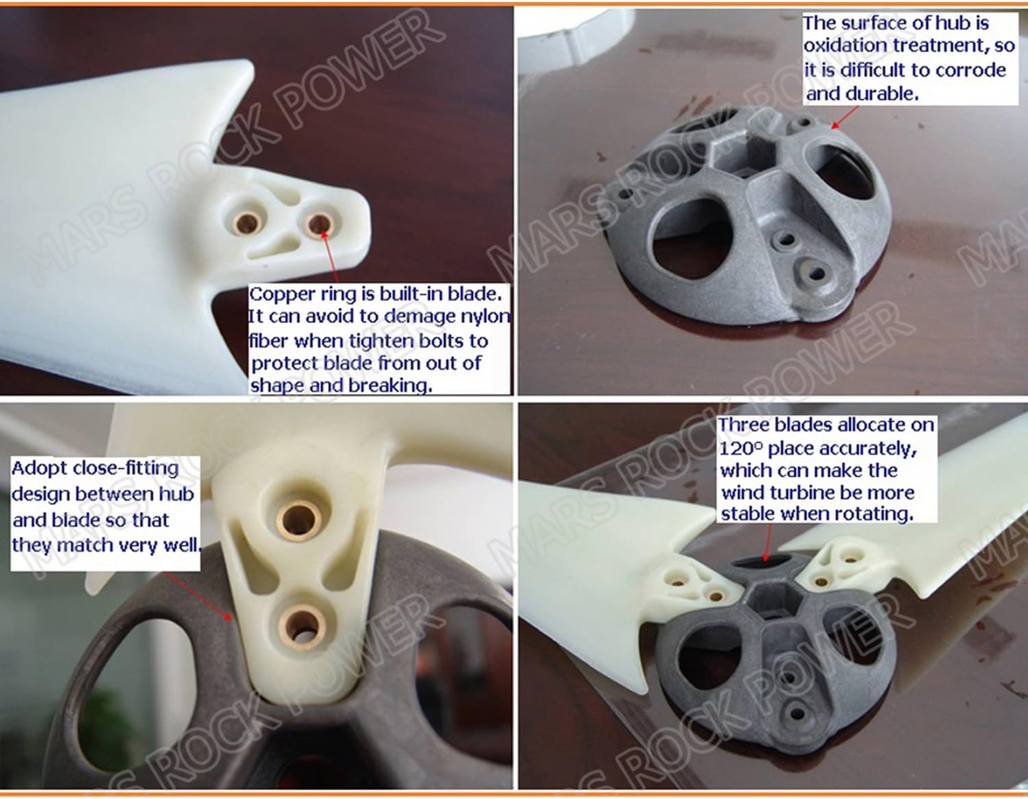 Small Wind Turbine Generator AC 12V or 24V, 100W 200W 300W 400W Economy Windmill for Wind Solar Hybrid System 2m/s Start Wind Speed 3 Blades(300Watt 24Volt)