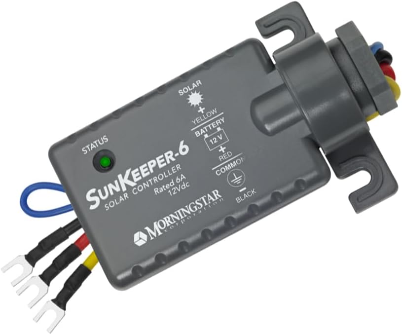 Morningstar SunKeeper 6A PWM Solar Charge Controller (SK-6) - Intelligent Solar Panel Regulator, Supports 12V Batteries, IP65 Outdoor Panel Control, HAZLOC Rated, 5 Year Warranty - Designed in USA