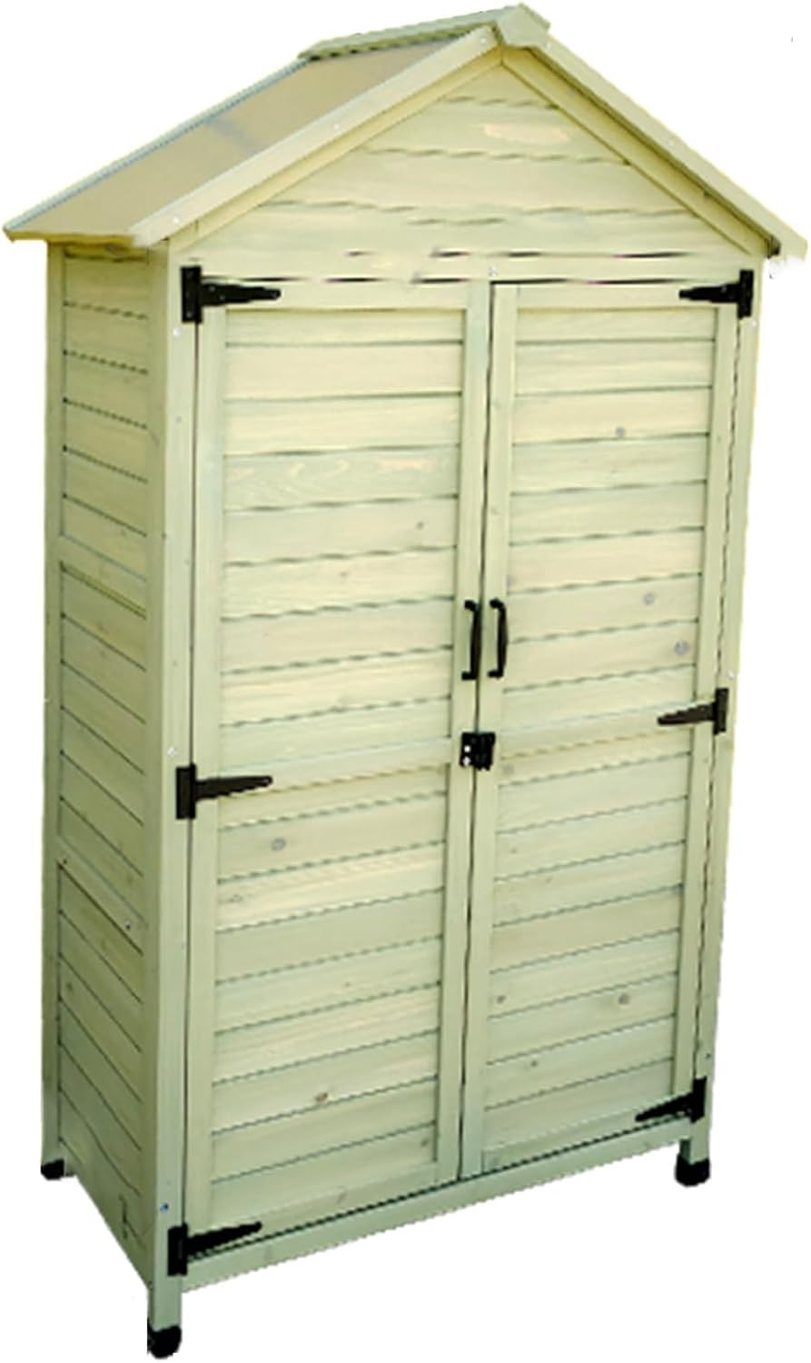 Storage Shed with Detachable Shelves, Wooden Garden Shed with Waterproof Roof, Patio Storage Organizer for Garden Yard Lawn Equipment (One Color Green)