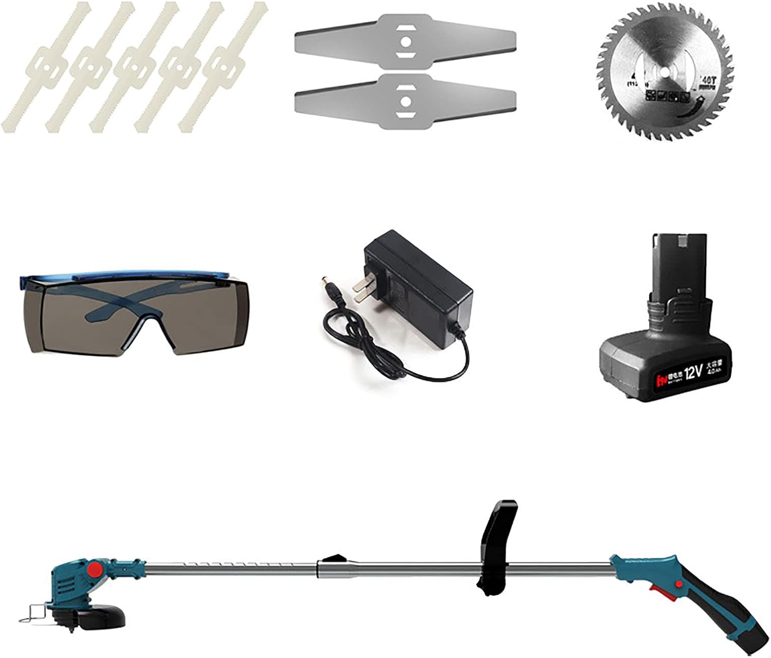 Cordless Lawn Mower, Rotatable Trimmer Head 12V4000mAh Lithium Battery Rechargeable Small Household Lawn Mower Garden Weeding Flower Tree Handheld Law