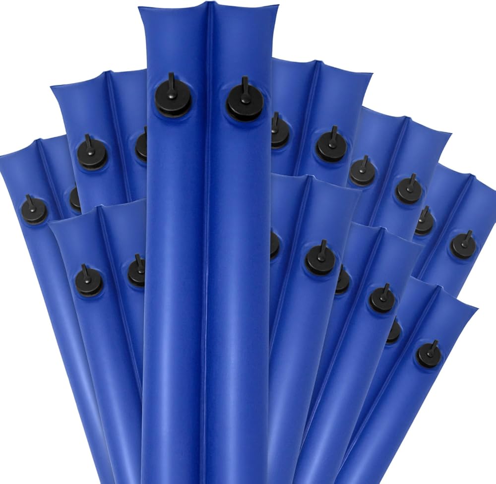 Pool Mate 8 ft. 10-Pack Extra Strength Blue Double Chamber Pool Water Bags, Double Seams, .25 MM Thick Vinyl, Cover Weights, Oversized Jumbo Screw Valve Cap, Water Tubes