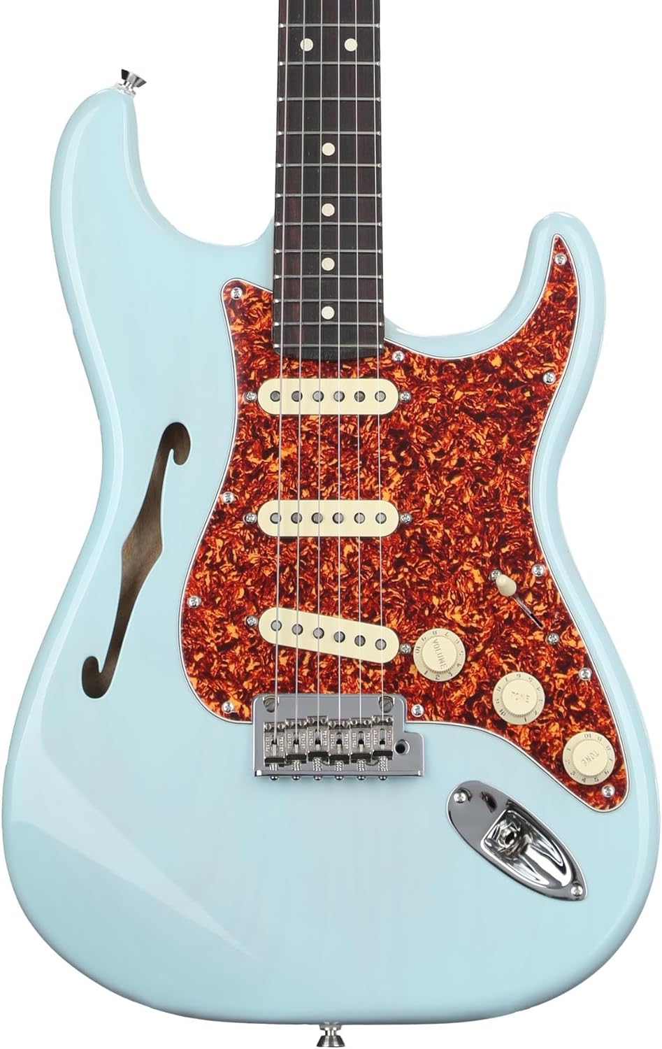 Fender American Professional II Thinline Stratocaster Electric Guitar - Transparent Daphne Blue