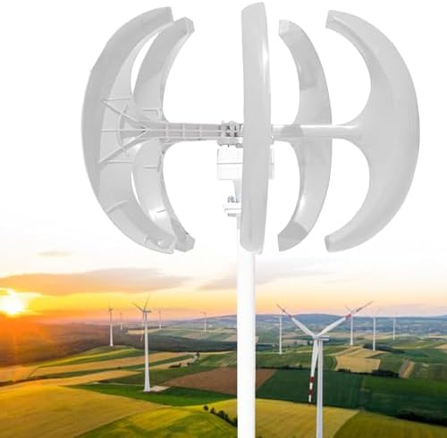 3000W-5000W Vertical Wind Turbine Generator Kit, 12V/24V/48V, 5 Blades, 3 Phase AC, Permanent Magnet, Hybrid Wind Solar System with Controller