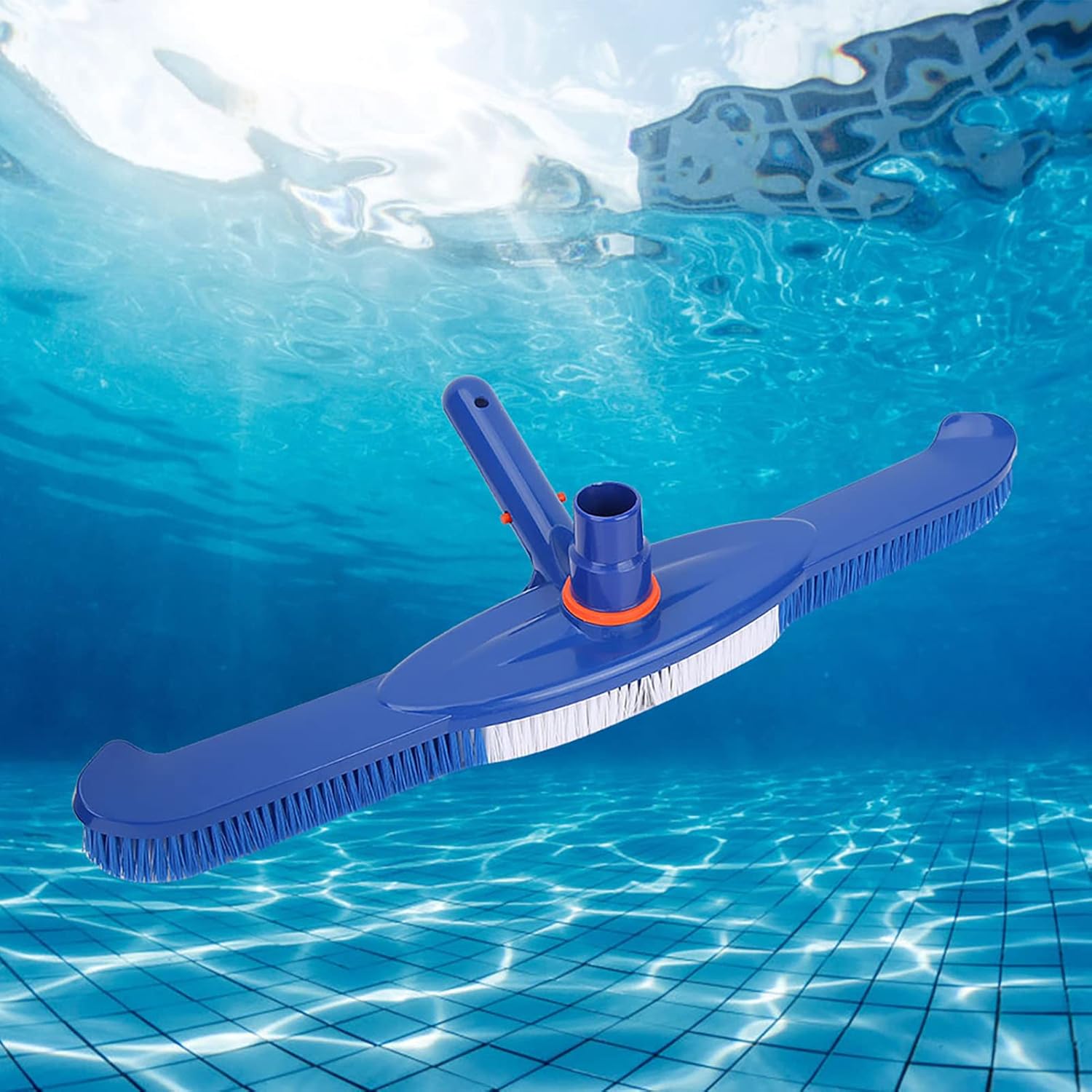 Pool Suction Head,Manual Pool Vacuum Head Attachment for Inground Ground Pools Weighted Swimming Pool Vac Head Half Moon W/Bristles Swivel Hose Clean Debris Corners