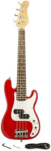 EDMBG Electric Base Guitar, Small Scale 36 Inch Children's Sized Mini, Color: Red