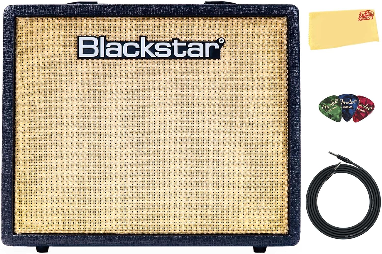 Blackstar Debut 30E Guitar Combo Amplifier - Black Bundle with Instrument Cable, Picks, and Austin Bazaar Polishing Cloth