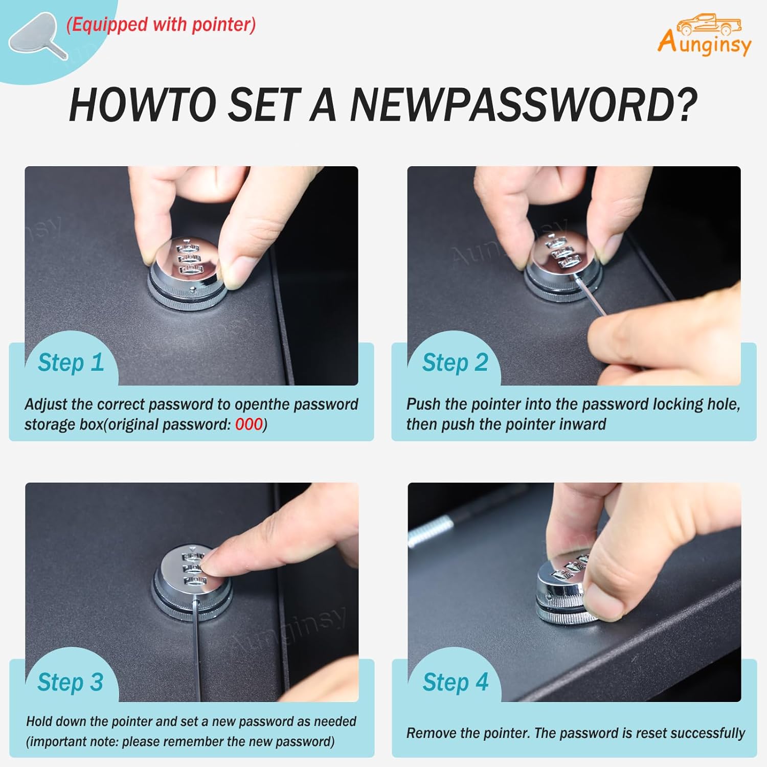 Aunginsy Center Console Lock Safe Box Armrest Storage Compatible with Toyota Tundra 2014-2021, Car Central Control Organizer Tray Vault Security with 3 Digit Combo Password Insert Accessories(Large)