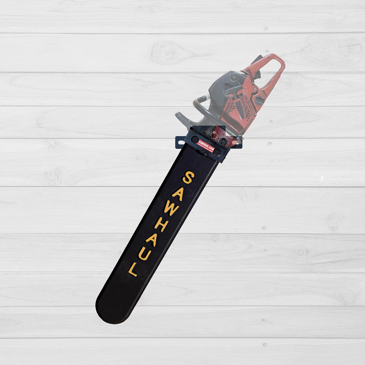 SawHaul Snap-Lok Universal Base with Scabbard Chainsaw Carrier Kit for Flat Surfaces, 28 Inch Yellow Scabbard, Rotating Mount Holder Compatible with All Chainsaw Brands, Made in USA