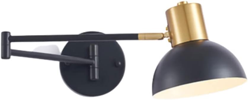 Adjustable 2 Swing Arm Wall Lamp Retro E27 Brass Sconce Reading Lights Golden Bedroom Bedside Lamp Indoor Lighting Fixtures for Living Room Study Restaurant (Black) (Black)