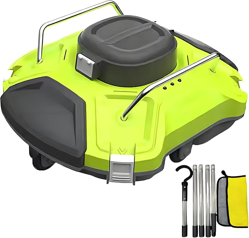 Robot Pool Vacuum Cleaner,Automatic Cordless Robotic Pool Cleaner W/Cleaner Hook Kit,Maximum Cleaning Area 1050 Sq.ft,120 Mins Runtime, 180um Fine Filter