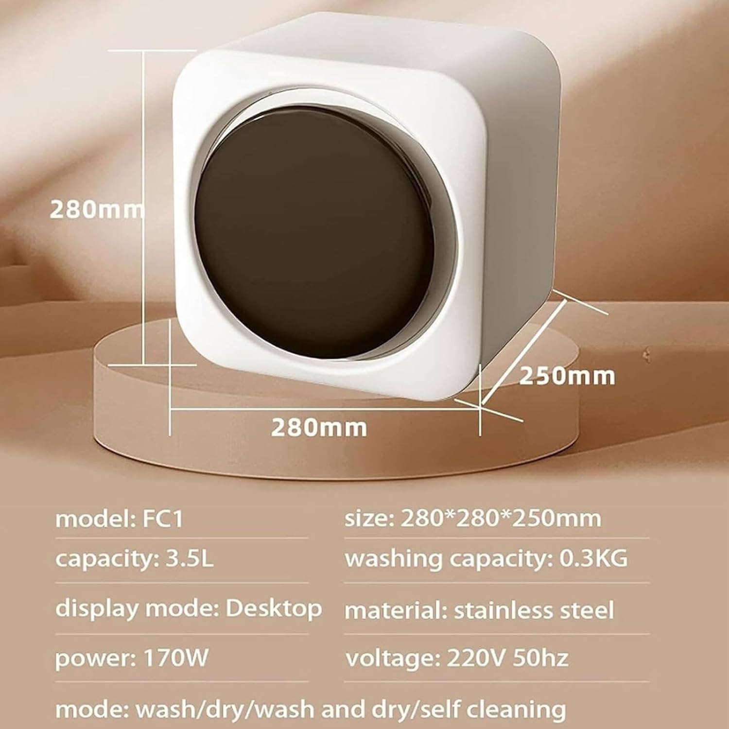 Mini Fully Automatic Washing Machine, Smart Drum Washing and Drying, Wall-mounted/desktop Integrated Washing Machine, Front-loading Small Dryer (Desktop)