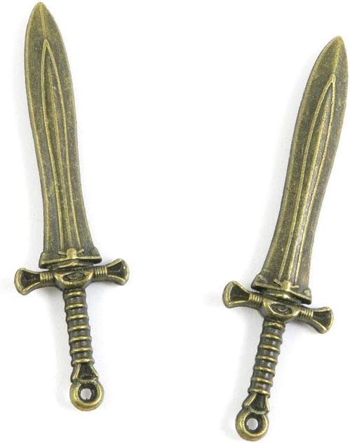 Price per 140 Pieces Antique Bronze Tone Jewelry Charms Findings Arts Crafts Beading Making Charmes U6MS3Z Sword