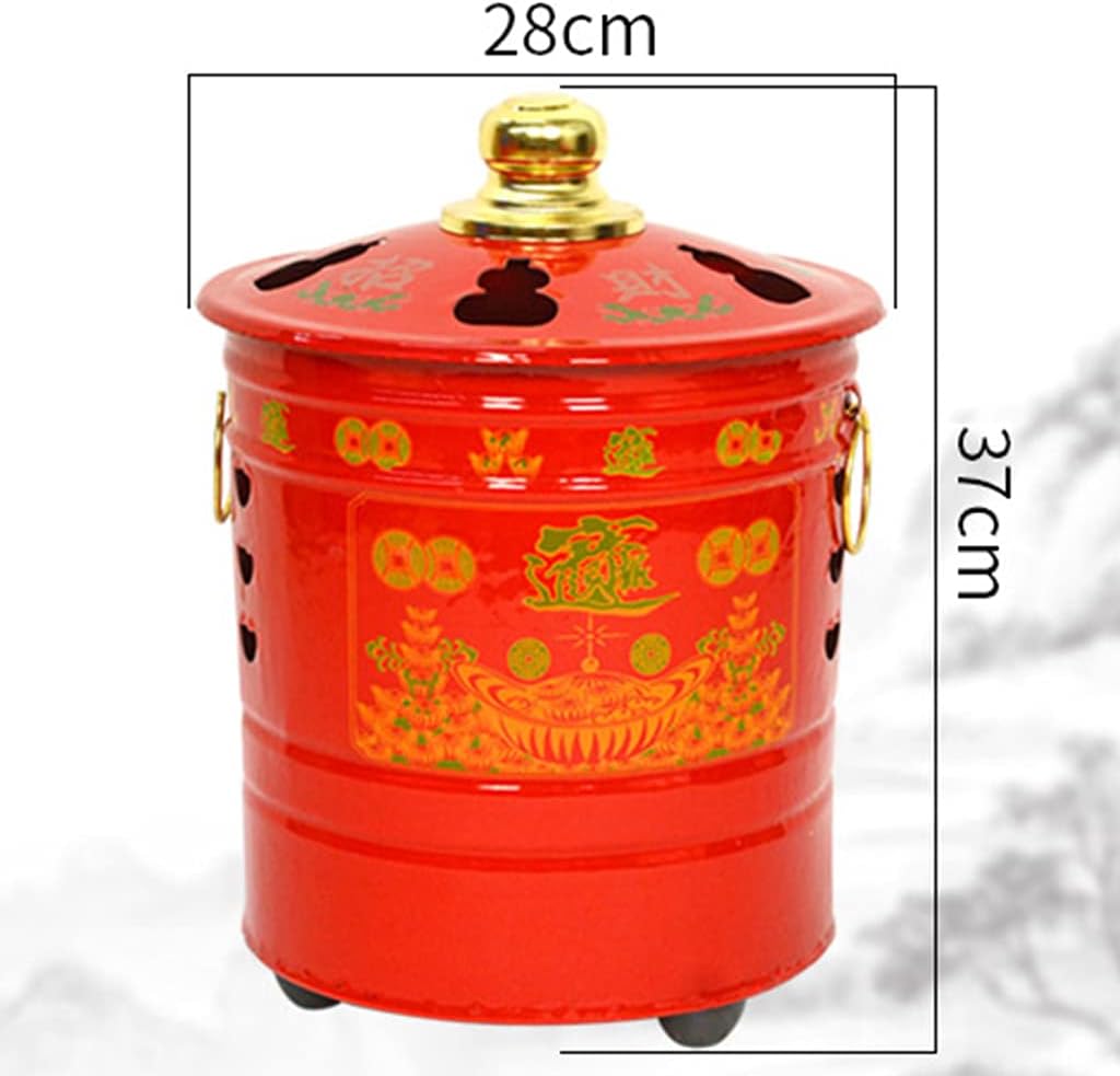 JNYB Burn Barrel for Paper, Portable Burner with Grid Bracket Outdoor Fire Pit Stainless Steel Fire Pits for Wood Burning Backyard Bonfire, red