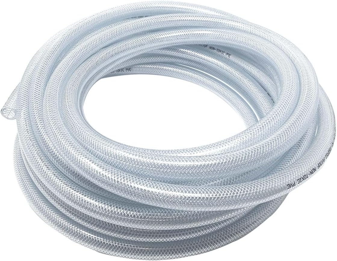 Gloxco Clear Braided PVC Tubing, Food Grade, Heavy Duty Reinforced Hose, 3/4