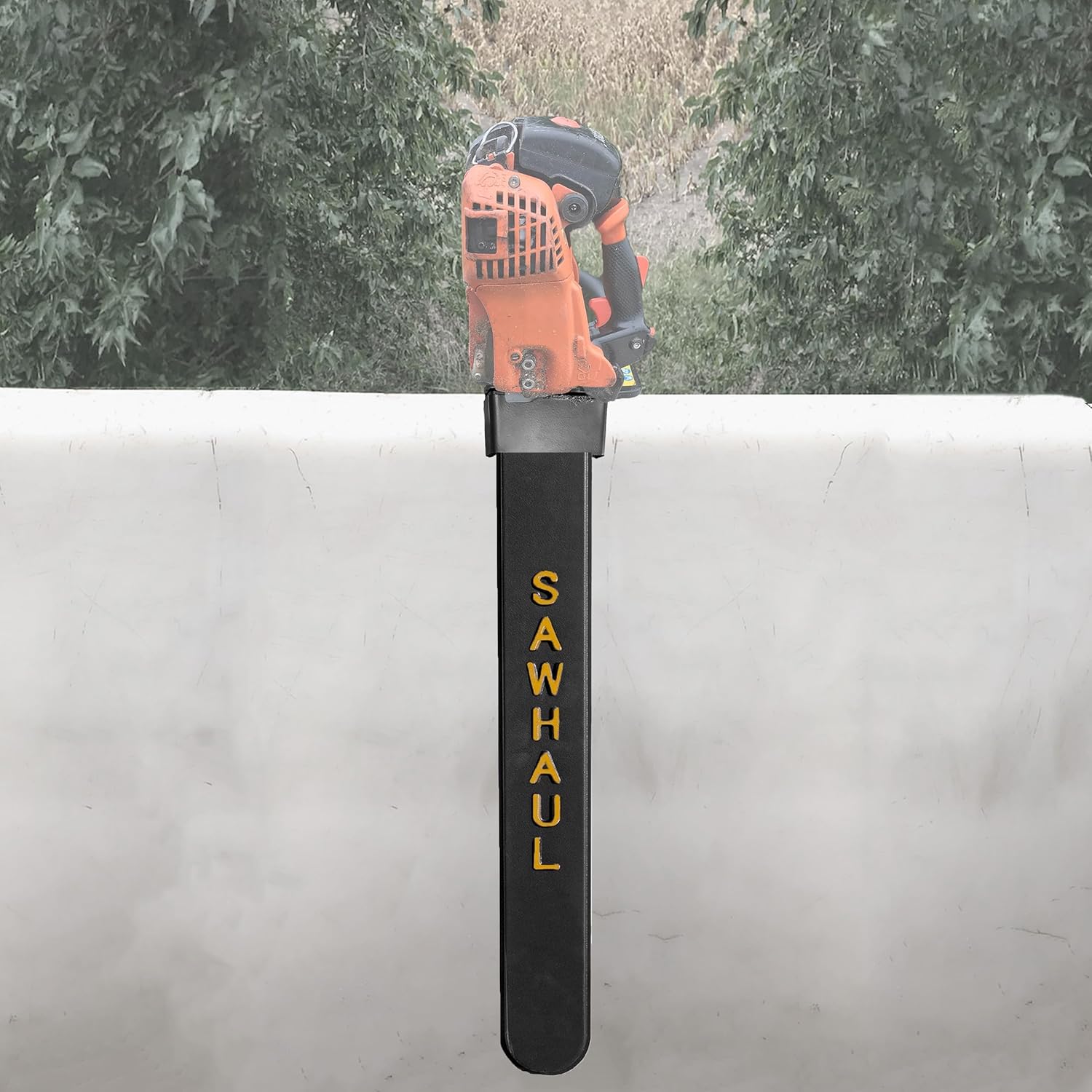 SawHaul Universal Chainsaw Carrier Kit for Aerial Bucket Trucks, 36 Inch Yellow Scabbard, Fixed Mount Holder Compatible with All Chainsaw Brands, Made in USA