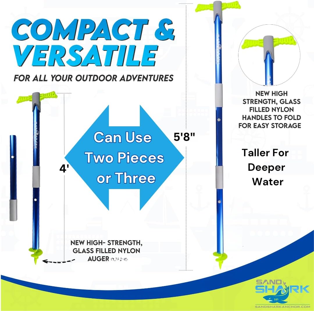 SandShark Supersport 3.0 Shallow Water Anchor - Great Jet Ski, PWC, Pontoon Boat Accessory - Adjusts 29