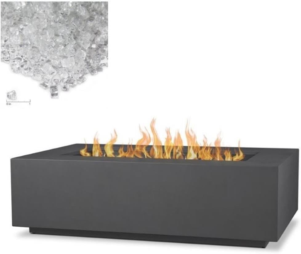 Home Square 2-Piece Set with Large Fire Table and Fire Glass