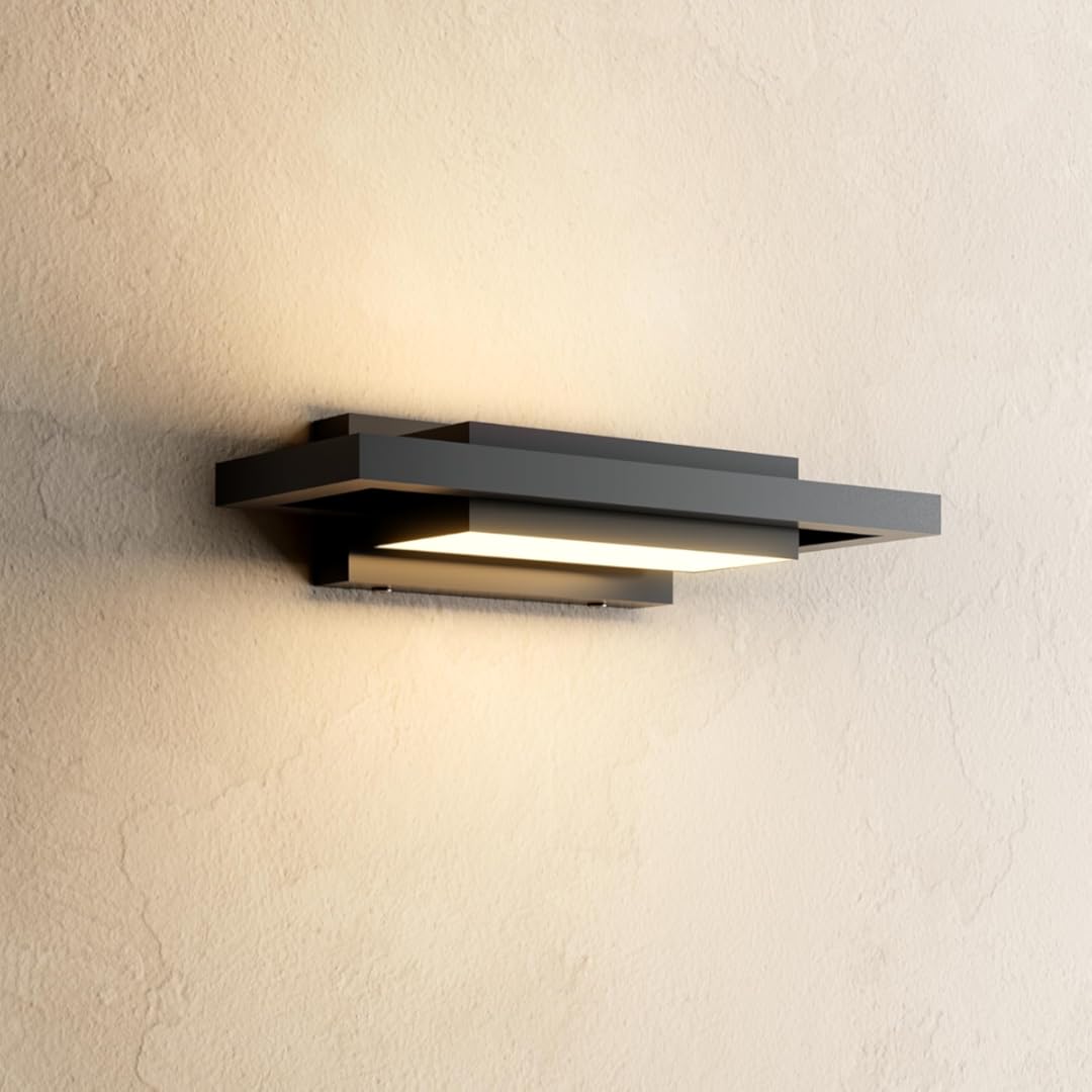 𝗠𝗢𝗗 𝗟𝗜𝗚𝗛𝗧𝗜𝗡𝗚 Brooklyn | Modern Outdoor Wall Lights LED, Exterior Wall Sconce Lights, Stainless Steel Outdoor Light Fixture, IP65 Waterproof Lights, 1 Pack (Black | Warm White | Medium 24