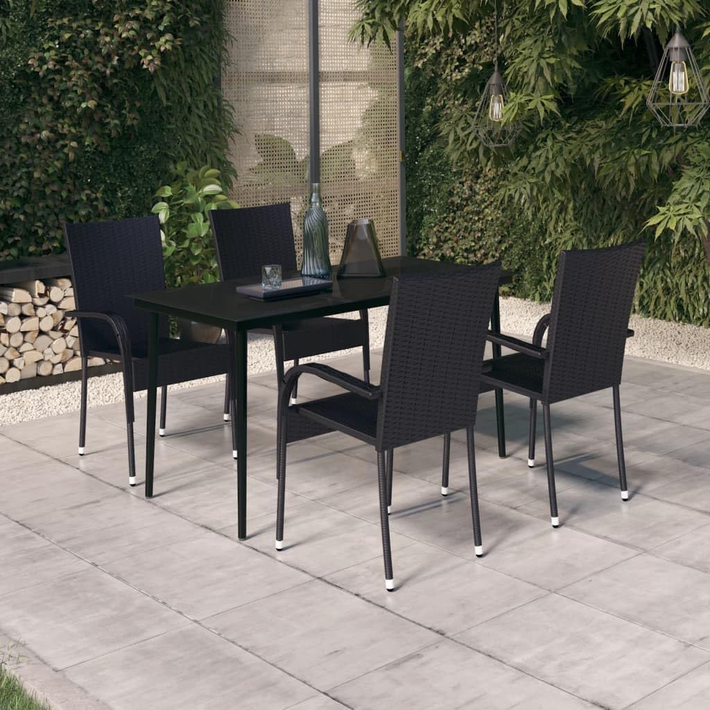 5 Piece Patio Dining Set Black Garden Furniture