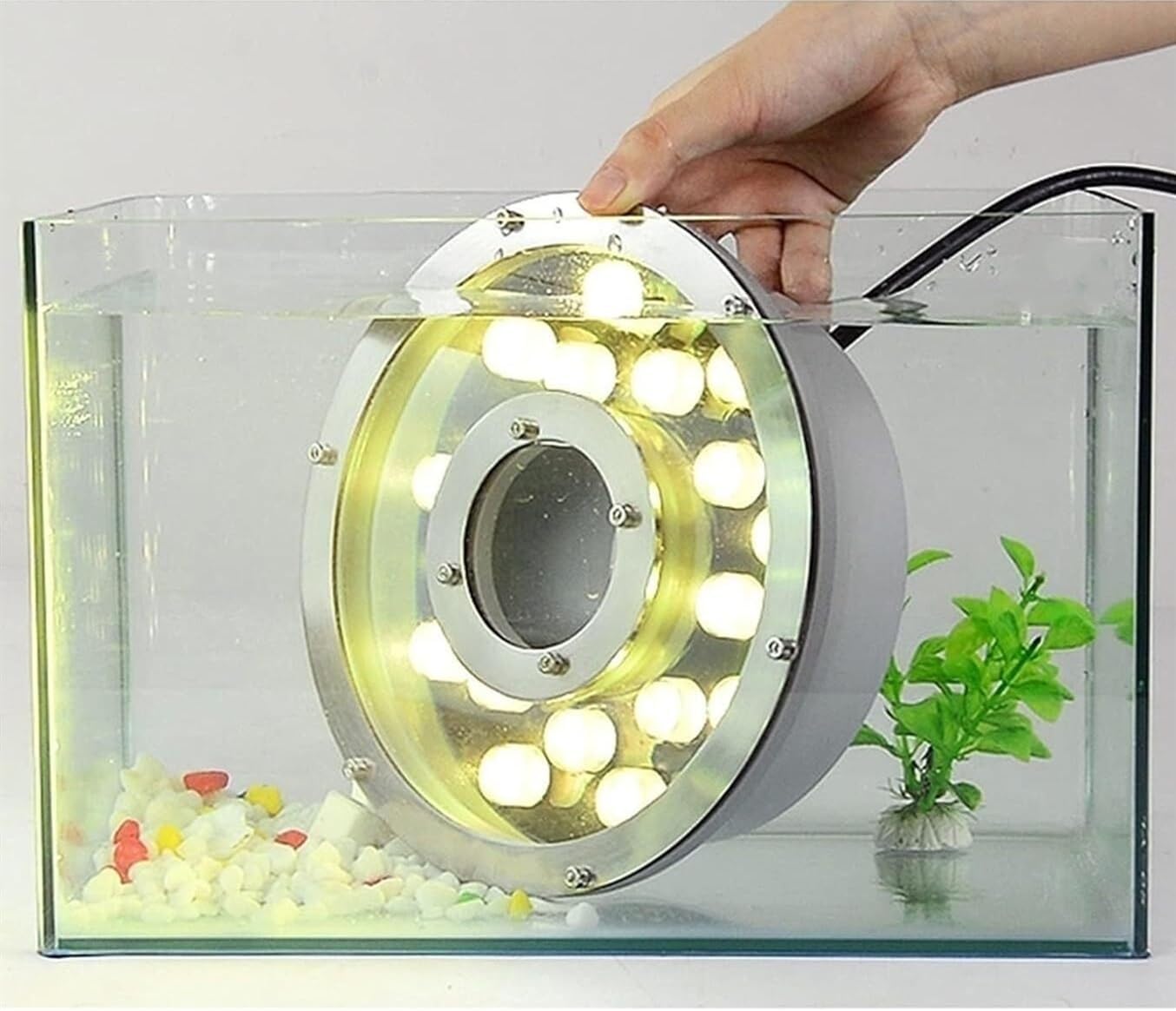 3 Pcs Underwater LED Light - LED Ring Fountain Lamp - Pool Lights, RGB Color Change Water Feature Lamp with Remote Control, IP68 Waterproof Middle Hole Pond Lighting(24W (24V))