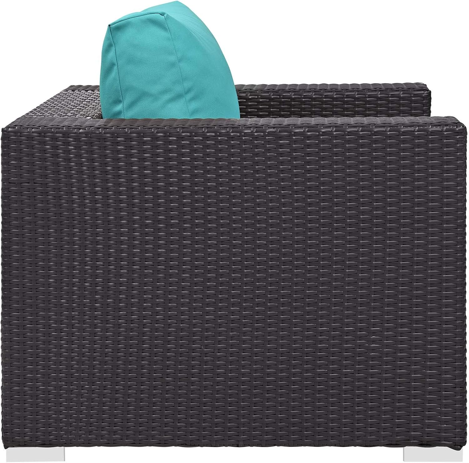 Modway Convene Wicker Rattan 4-pc Outdoor Patio Sectional Set with Fire Pit in Espresso Red