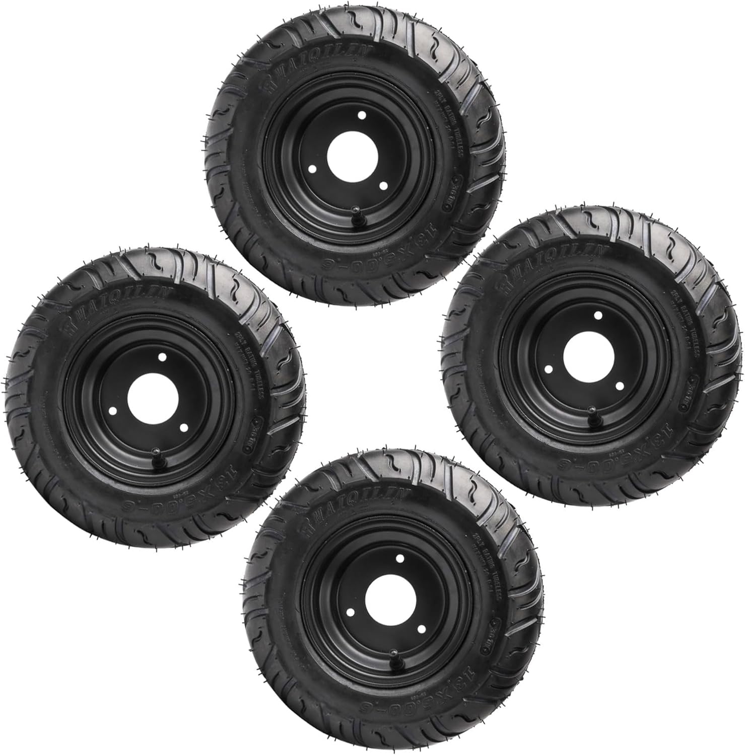 4 Pack 13x5.00-6 Tire & Wheel Assemblies, 3-Lug 6
