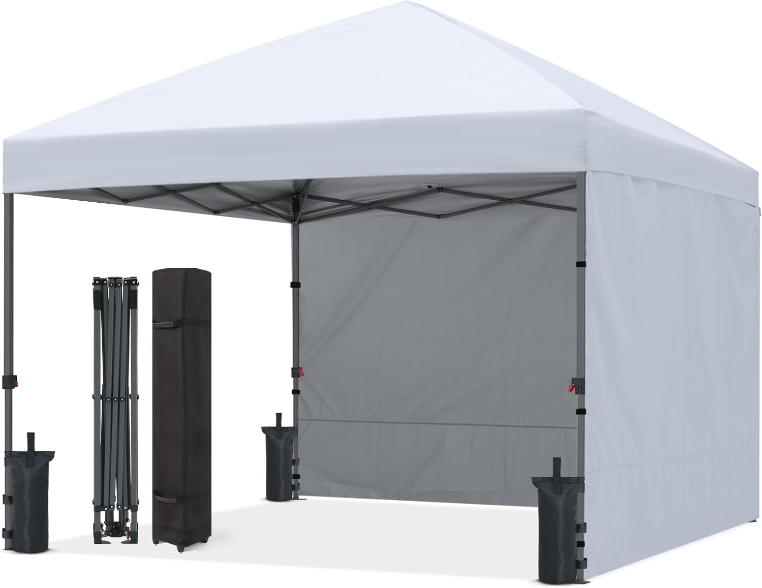 ABCCANOPY Easy Pop up Canopy Tent with 2 Sidewalls for Outdoor Sun Blocking or Rain Protection,10x10, White