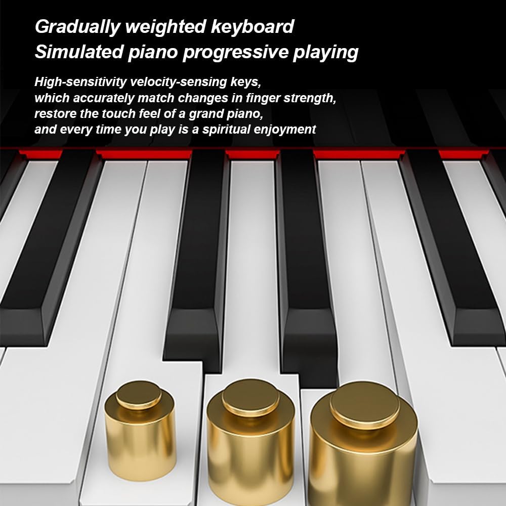 88-Key Standard Hammer Keyboard, Including Music Stand + Power Supply + Three Pedals, 128 Polyphony, 4 Headphone Modes