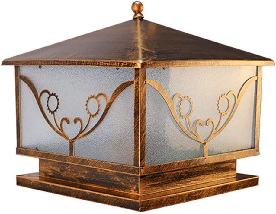 Outdoor Square LED Column Lights IP54 Waterproof Glass Pillar Light Classical Garden Lantern with Pier Mount Base Post Light Fixture Gate Landscape Street Lighting Fixture