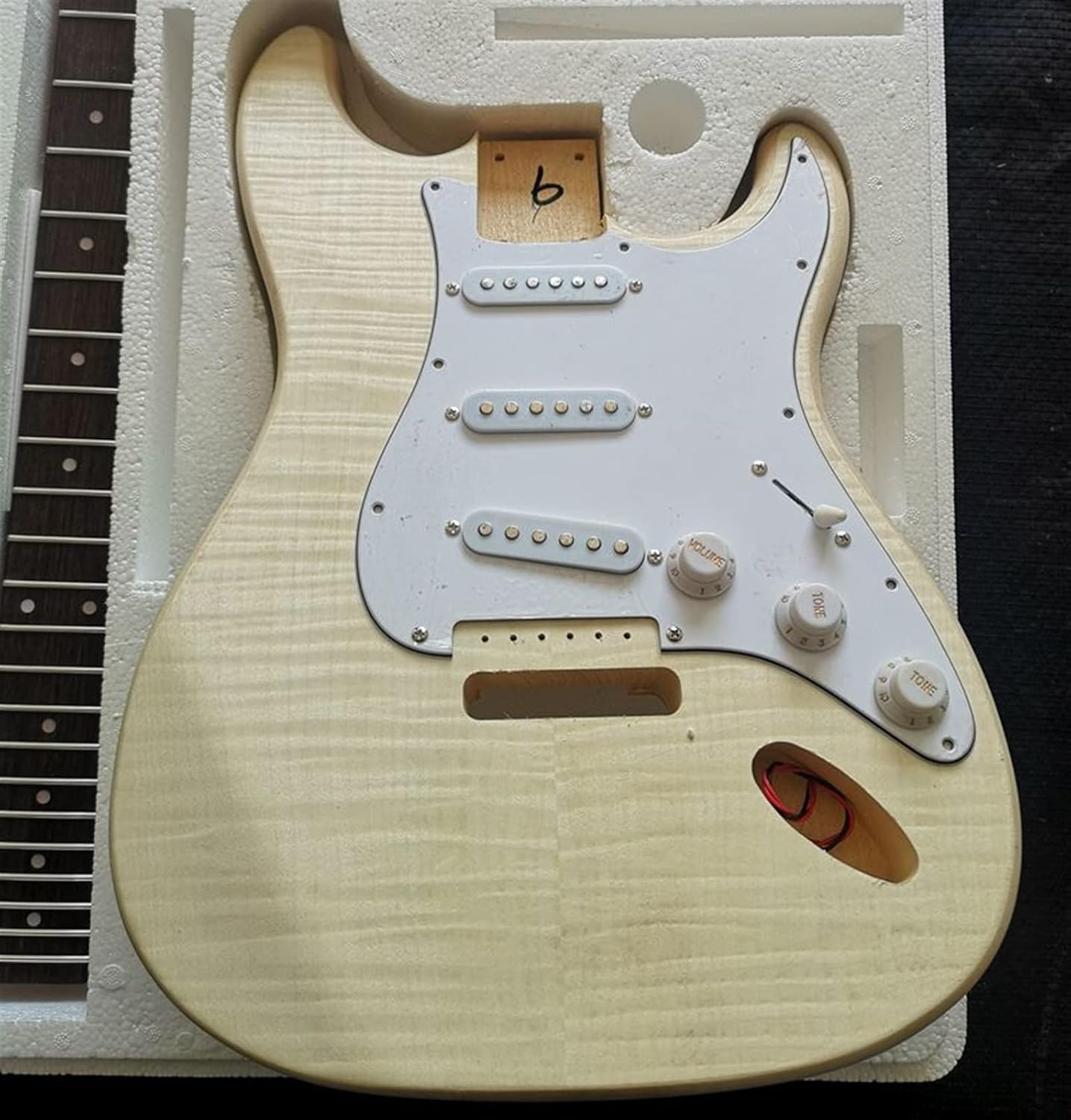 TSTS Water Ripple Electric Guitar DIY Kit Set Basswood Body Rosewood Fingerboard Maple Neck Guitar DIY Accessory (Color : 07)