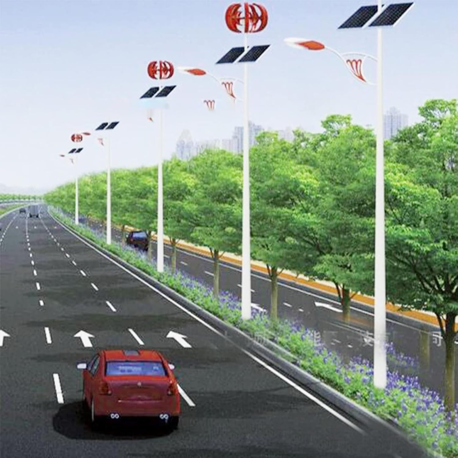 400W 5 Blades Vertical Axis Wind Generator Kit 12V/24V Lantern Type Wind Turbine Generator Free Energy Windmill Vertical Axis Wind Generator Home Permanent Magnet Generator(24V)