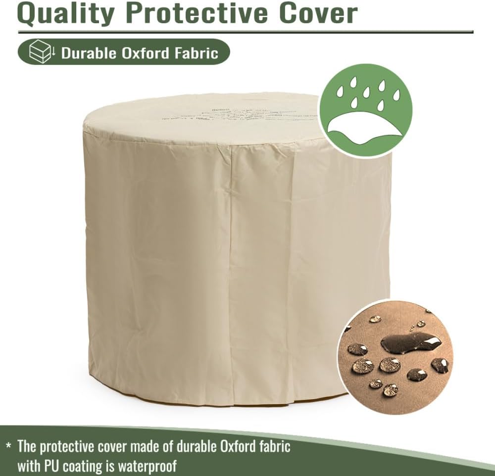 Propane Gas Fire Pit Table – 50000 BTU, Steel Rust-Proof Body, Electronic Ignition, with Lava Rocks/Weatherproof Cover/Regulator, for Patio/Garden/Courtyard (Black) ﻿ (30