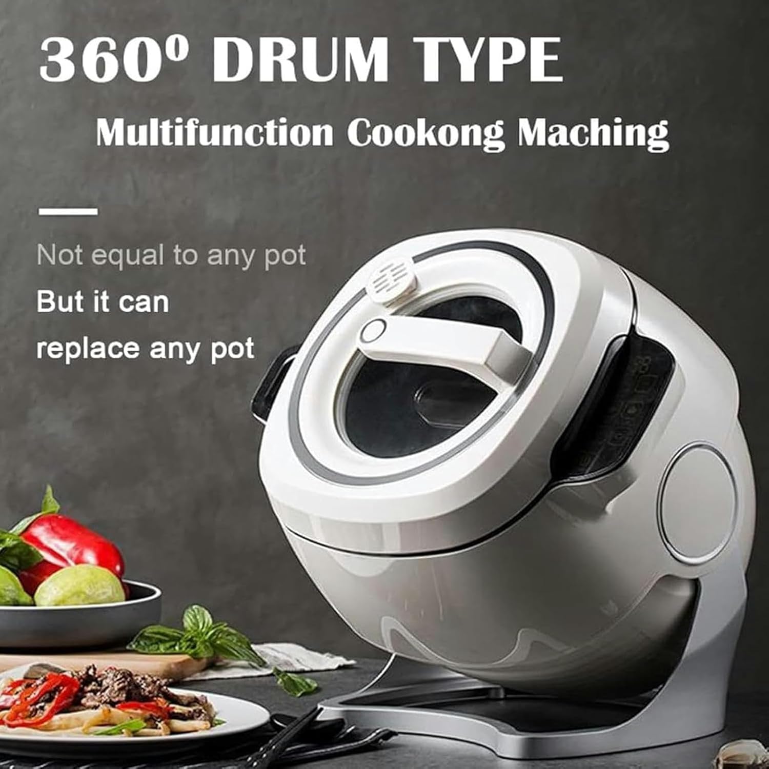 6L Automatic Cooking Machine | Commercial Food Processor | Multifunctional Stir-Fry Machine | 360° Rotating & Electromagnetic Heating | for Stir Frying, Stewing, Cooking