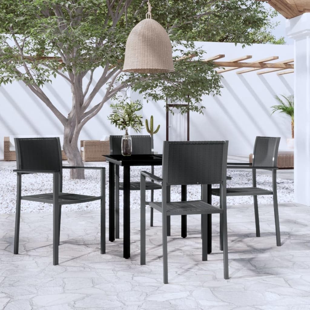5 Piece Patio Dining Set Black Garden Furniture