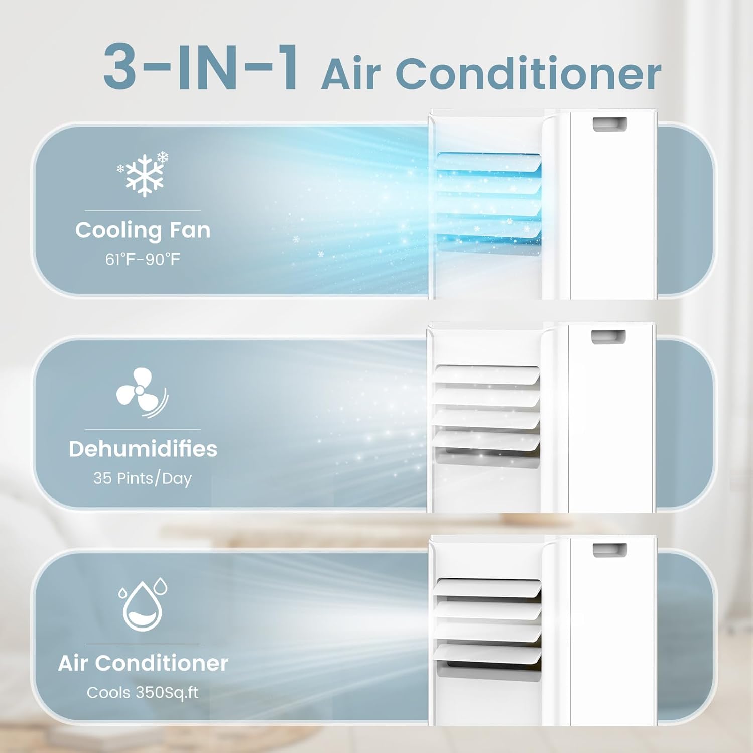 COWSAR 8,000 BTU Portable Air Conditioners with Remote, Portable AC Unit Cools Up to 350 Sq.ft, 4 Modes with Fast Cooling, Sleep Mode, 24H Timer for Bedroom, Room, Apartments, White