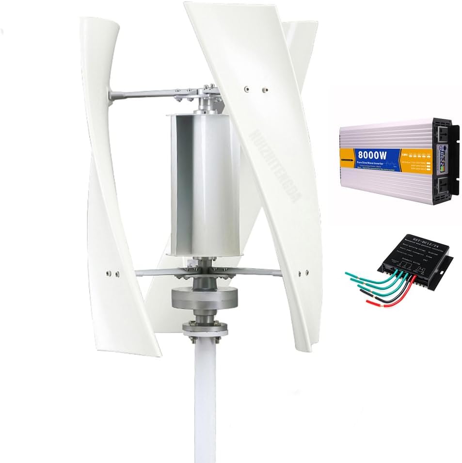 8000W Wind Turbine Generator Kit,12V-220V Portable Vertical 3 Blade Wind Power Turbine Generator Kit with Charge Controller for Solar Panels Off-Grid Systems,12v