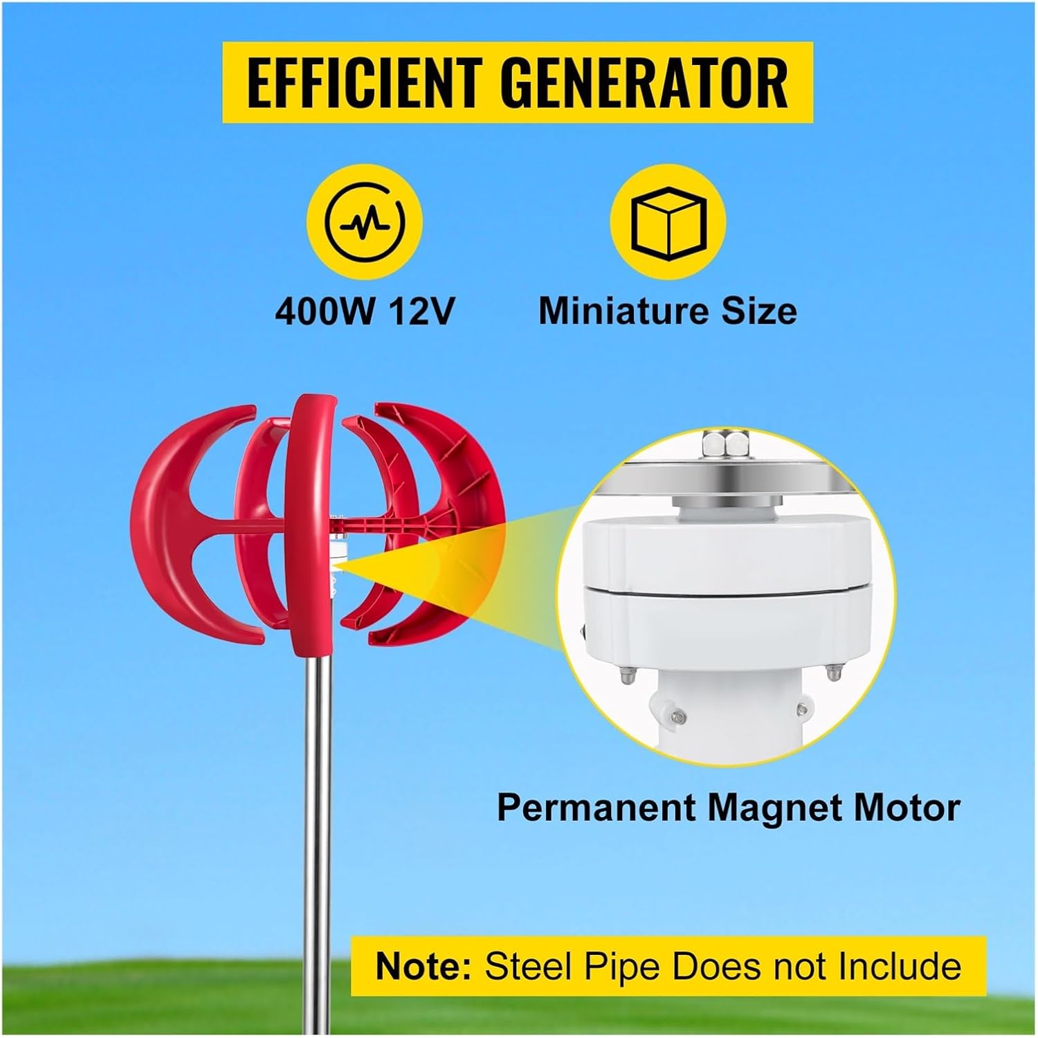 Vertical Axis Wind Turbine 12V 100W/400W/600W Alternative Energy Generator Small Windmill Free Energy With Controller For Beginnners DIY Use(600W Built in)