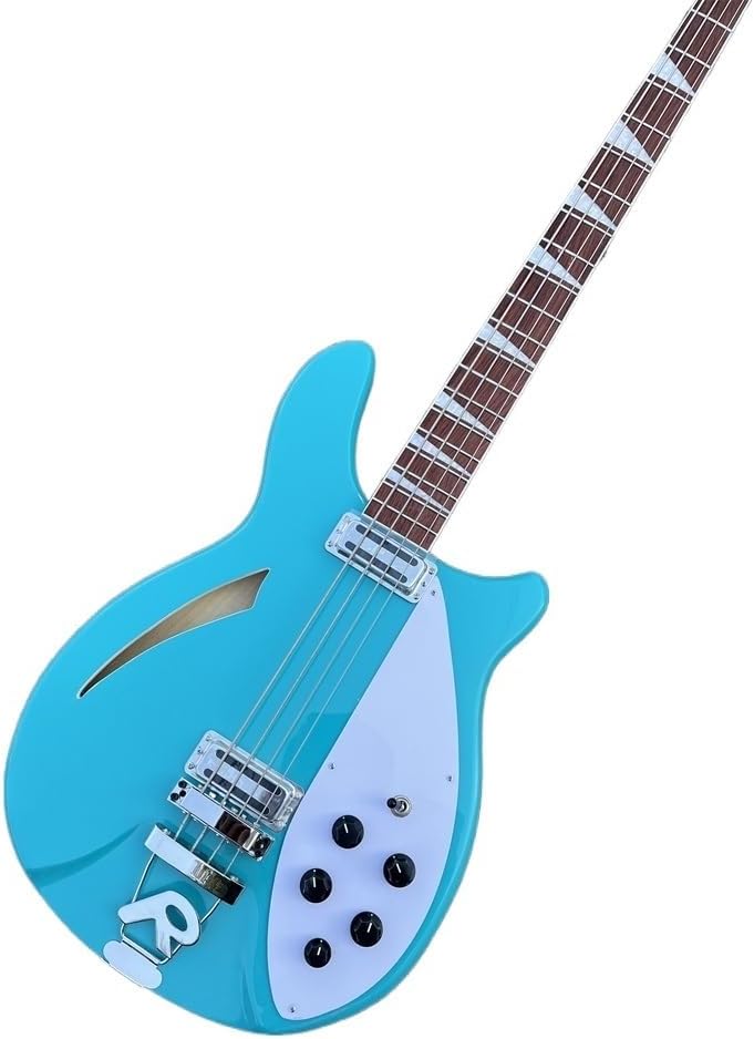 Electric Bass Guitar with 4 Strings, Rosewood Fingerboard, White Pickguard, and Striking Blue Color - Perfect for Bassists and Musicians Seeking High- Sound and Eye-Catching