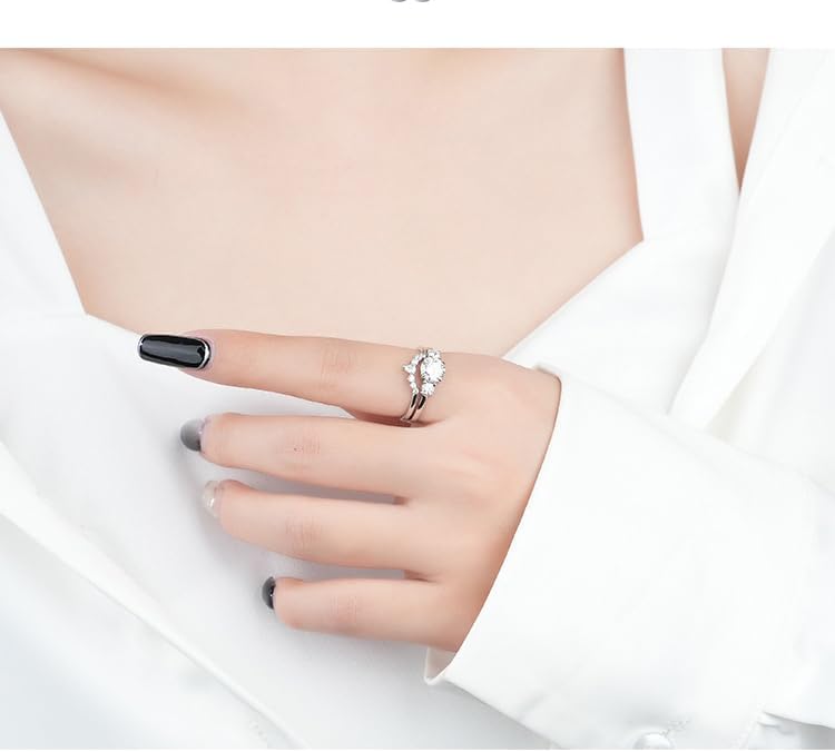 18K Gold Over S925 Sterling Silver Stylish Womens Jewelry Engagement Rings for Women Set with 1 Carat Diamond | VVS2, D-color | Wedding Band Accessory