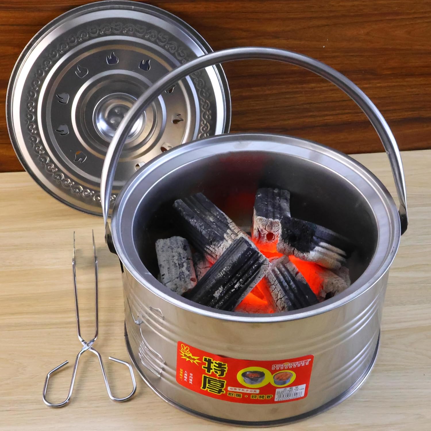 Portable Fire Pit for Patio,Bonfire and Camping - Patio Heater-Stainless Steel - 31 x 18cm