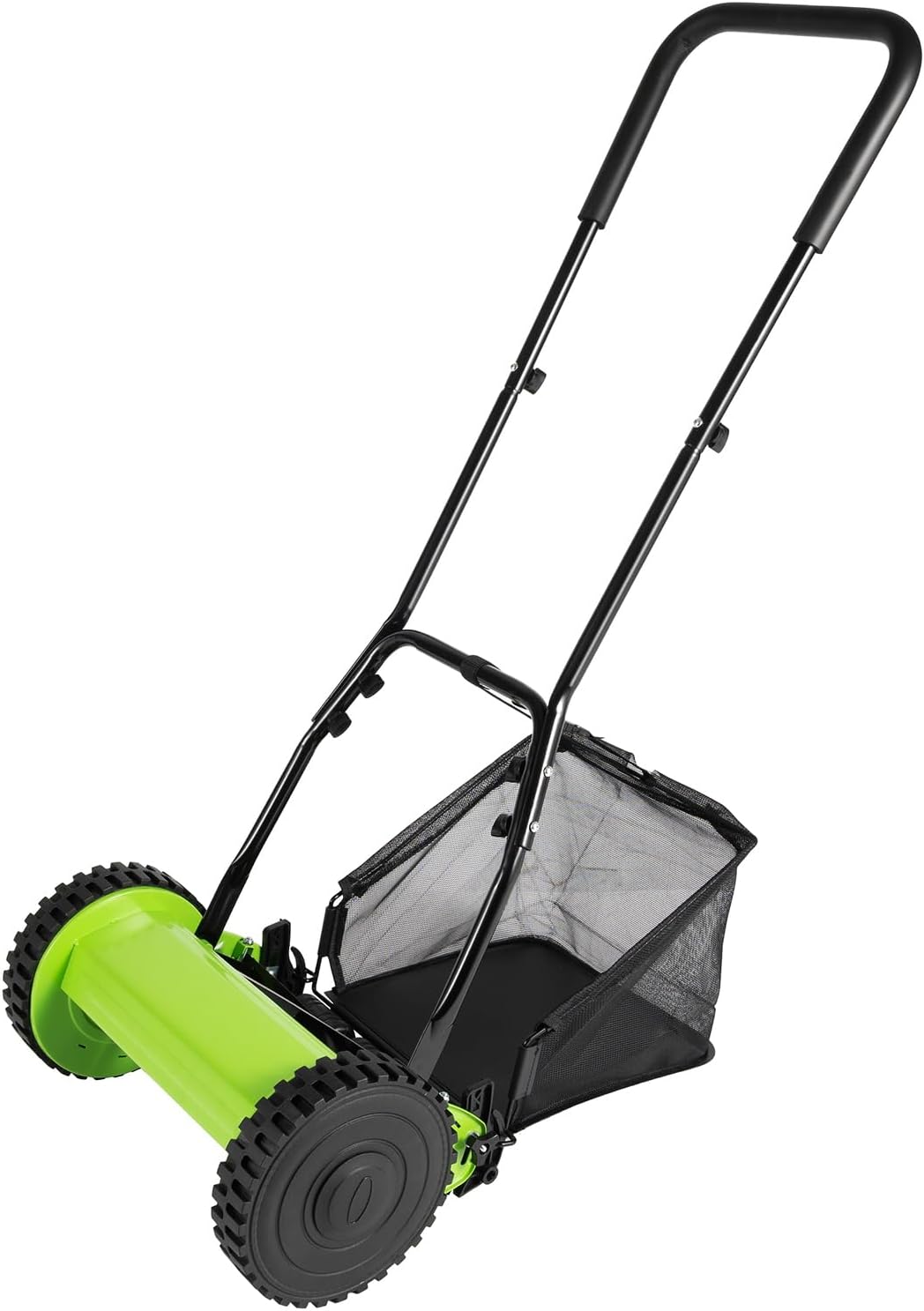 12 Inch Walk-Behind Lawn Mowers with Grass Catcher, 5-Blade Push Reel Lawn Mower Adjustable Cutting & Handle Height Reel Mower for Clearing Weeds