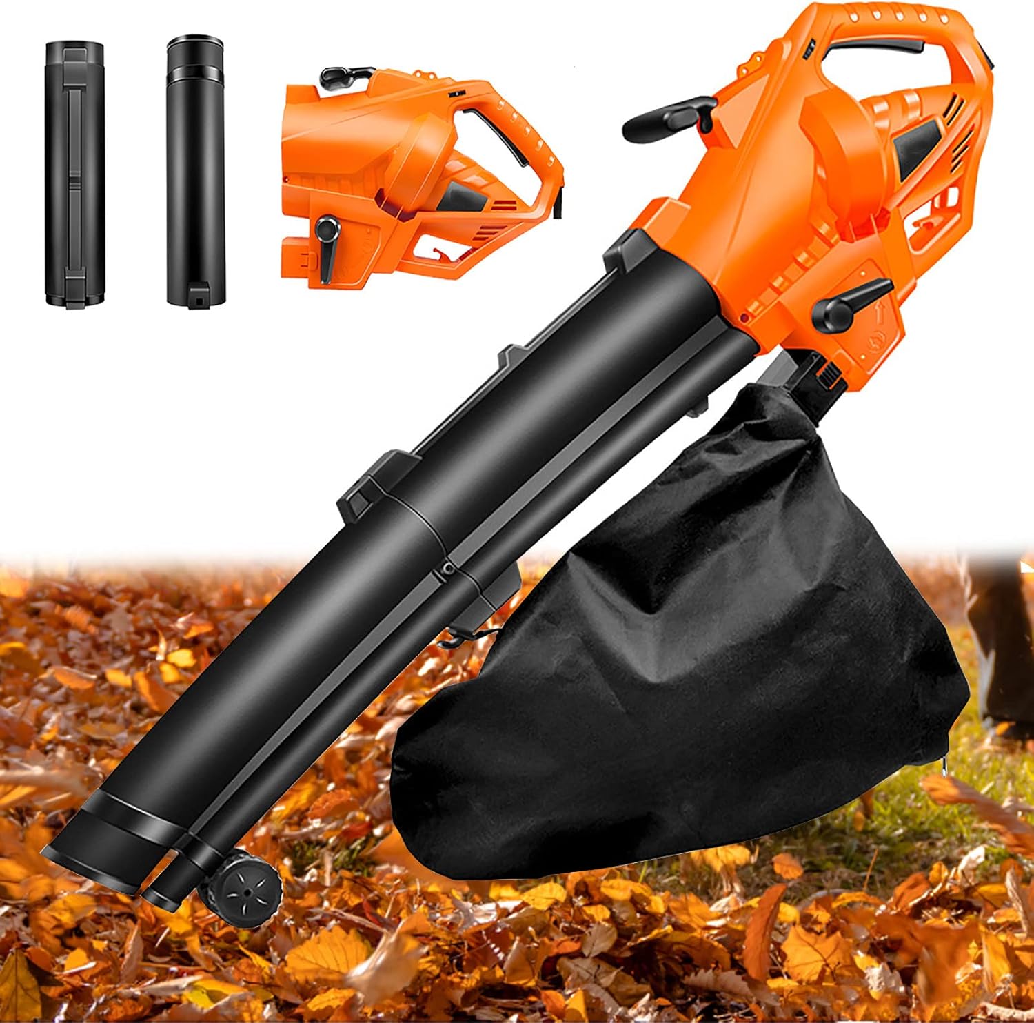 Powerful Leaf Blower, Garden Blower, 6-Speed Adjustment with 35L Collection Bag, Caordless Leaf Blower