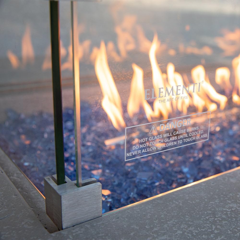 Elementi Plus Glass Wind Screen Outdoor Firepit Bowl Wind Guard Rectangular Clear Fire Pit Glass Guard Fireplace Screen Tempered Glass Wind Shield Firepit Accessories - 40.4 x 15.2 Inches