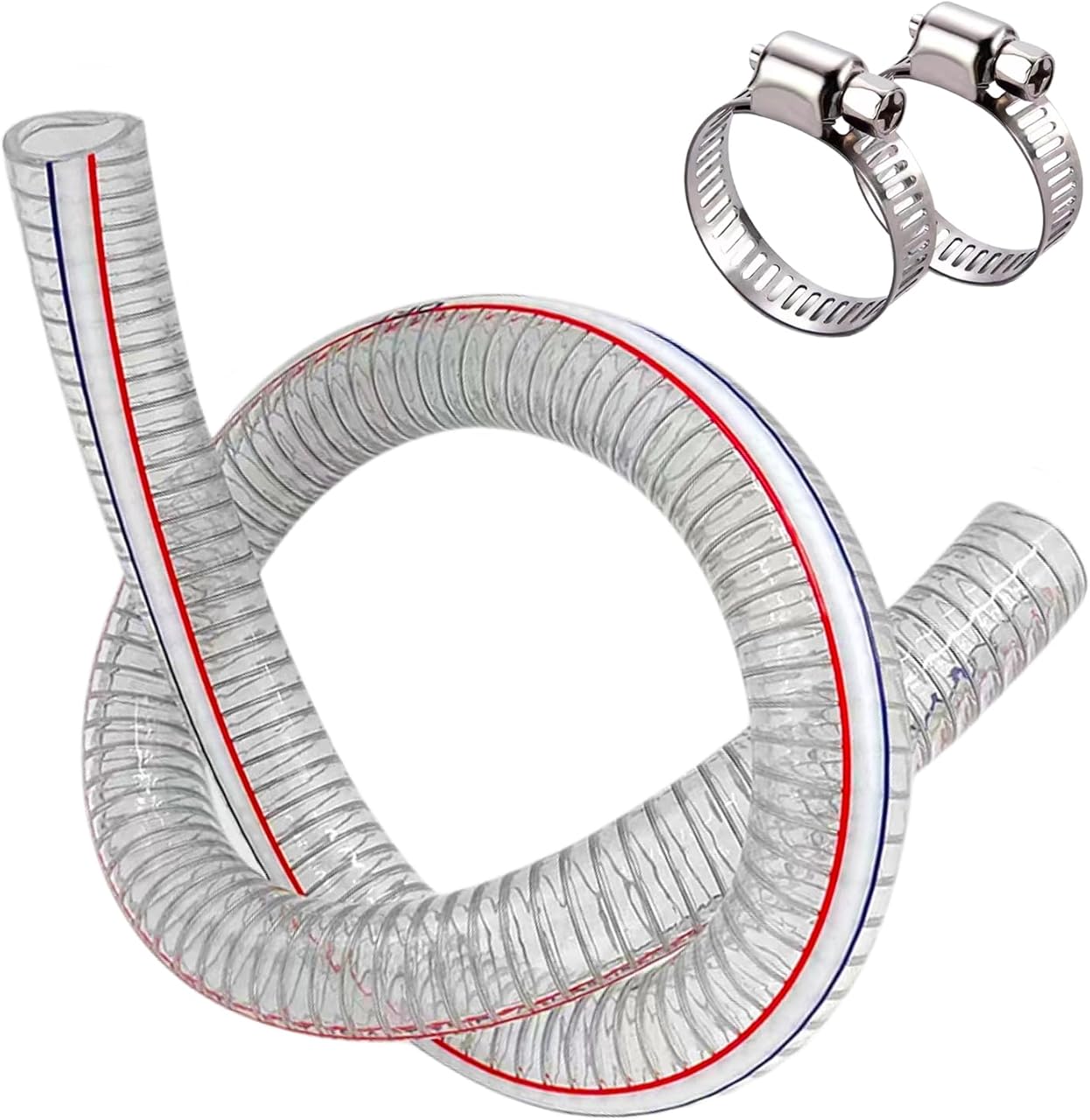 1 1/4 '' ID x 1 1/2 '' OD Heavy-Duty Steel Wire Vacuum Suction Hose, PVC High Pressure UV Chemical Resistant Thick Flexible Vinyl Tubing, Bilge Pump Hose, 32.8FT