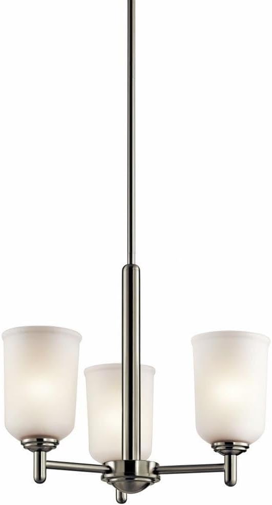 Kichler 43670NI Three Light Mini Chandelier, Brushed Nickel