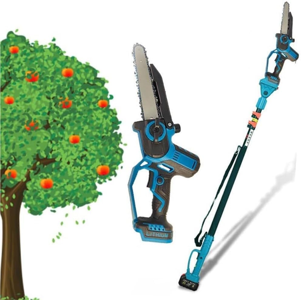 Cordless Pole Saw and Mini Chainsaw, 6-Inch Brushless Chain Saw with 2X 2.0Ah Battery, 16-Foot Reach Brach Tree Saw with Extension Pole for Wood Cutting Garden