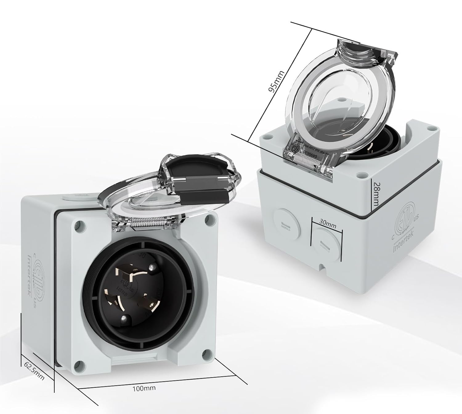 EZZON 1pcs L6-30P-BOX US 30Amp Generator Power Inlet Box, NEMA L6-30P Box 250 Volt Male Plug Outdoor dustproof and Weatherproof for Generators