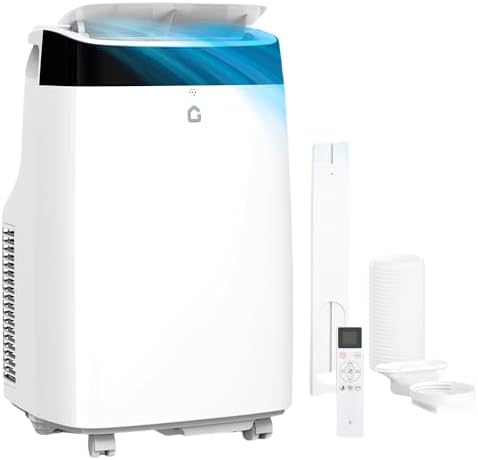 10000 BTU Portable Air Conditioner - 3 in-1 Cooling, Dehumidifier & Fan with Quiet Operation, Sleep Mode, 24H Timer & Energy Savings, for Rooms Up to 450 Sq.Ft, Includes Remote Control, Reusable Filt